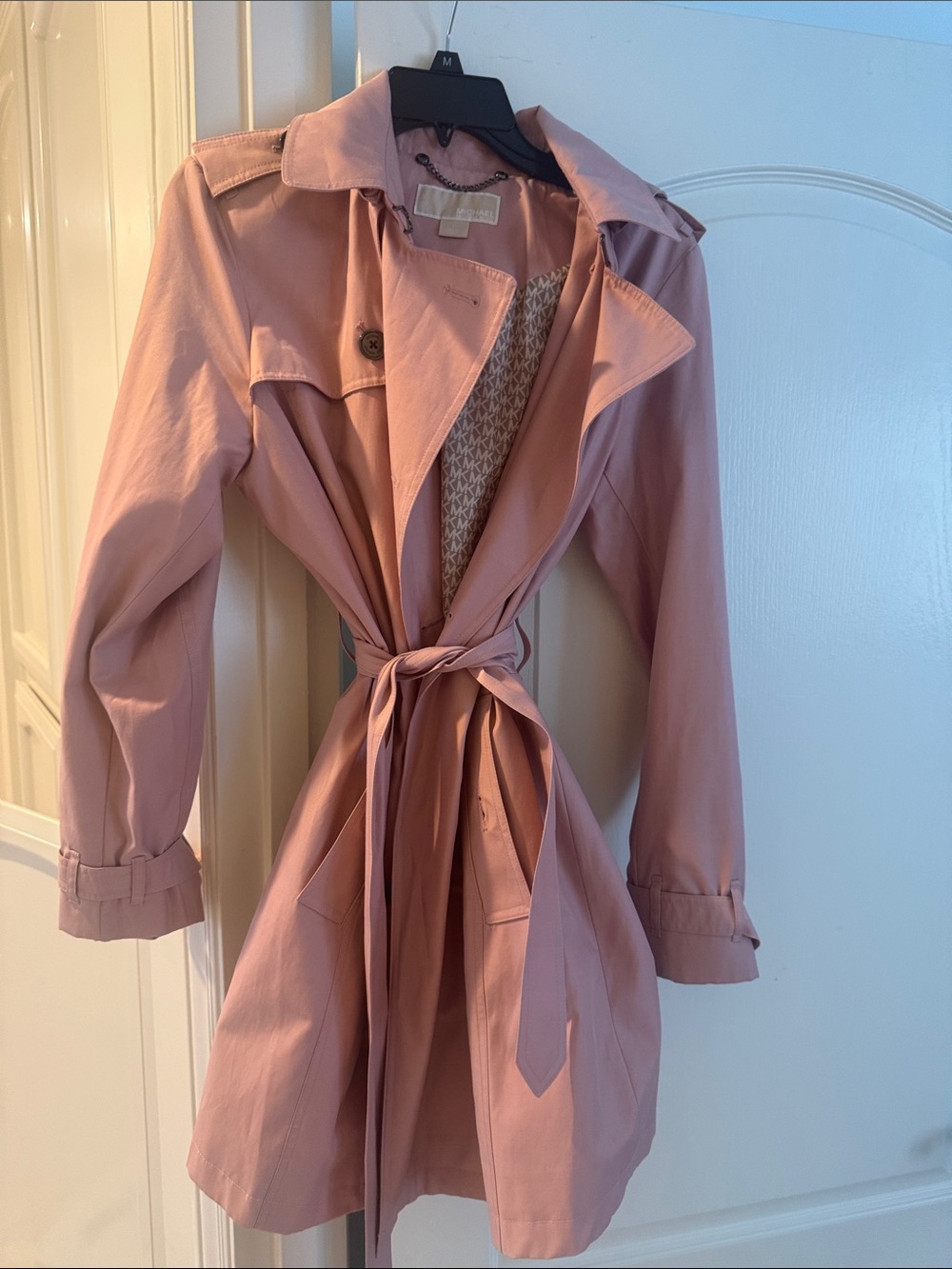 Michael Kors Rose Trench Coat with Tie Waist